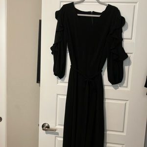 Lane Bryant Black Ruffle Sleeve jumpsuit with Belt Size 14 Excellent Condition